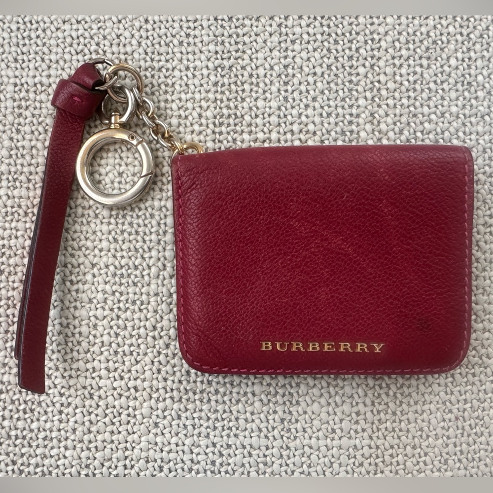 Burberry Ruby Burgundy Leather Keychain Wallet